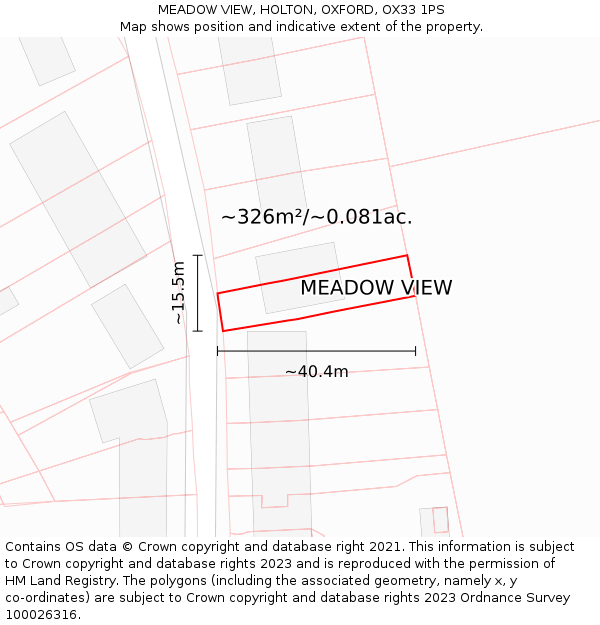 MEADOW VIEW, HOLTON, OXFORD, OX33 1PS: Plot and title map