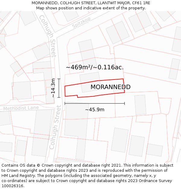 MORANNEDD, COLHUGH STREET, LLANTWIT MAJOR, CF61 1RE: Plot and title map
