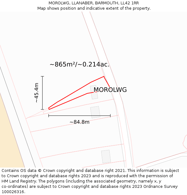 MOROLWG, LLANABER, BARMOUTH, LL42 1RR: Plot and title map