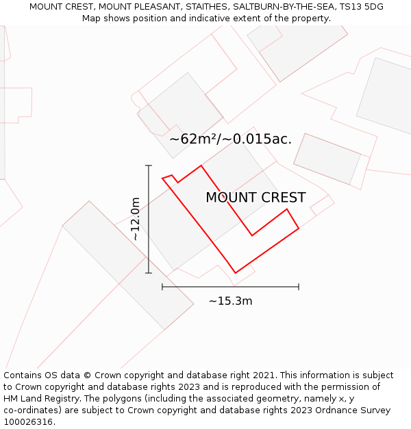 MOUNT CREST, MOUNT PLEASANT, STAITHES, SALTBURN-BY-THE-SEA, TS13 5DG: Plot and title map