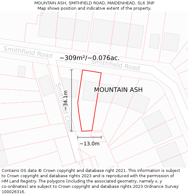 MOUNTAIN ASH, SMITHFIELD ROAD, MAIDENHEAD, SL6 3NP: Plot and title map