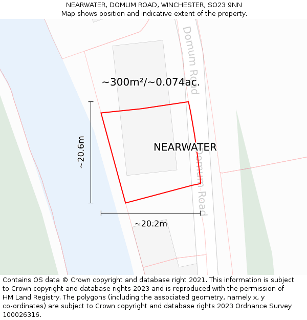 NEARWATER, DOMUM ROAD, WINCHESTER, SO23 9NN: Plot and title map