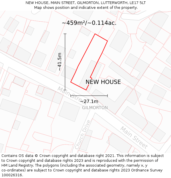 NEW HOUSE, MAIN STREET, GILMORTON, LUTTERWORTH, LE17 5LT: Plot and title map