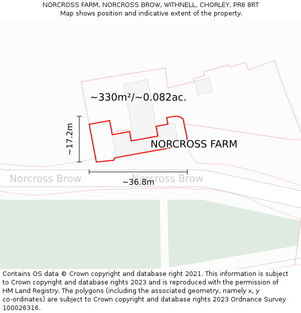 NORCROSS FARM, NORCROSS BROW, WITHNELL, CHORLEY, PR6 8RT: Plot and title map