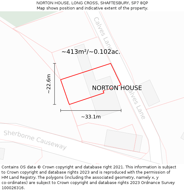 NORTON HOUSE, LONG CROSS, SHAFTESBURY, SP7 8QP: Plot and title map