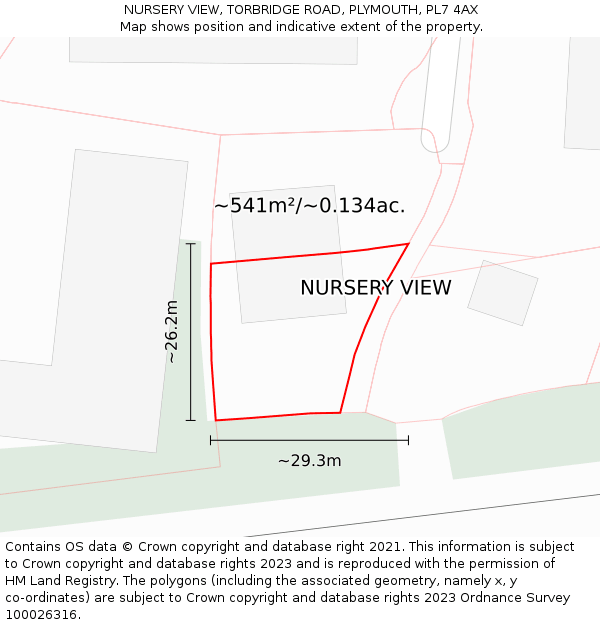 NURSERY VIEW, TORBRIDGE ROAD, PLYMOUTH, PL7 4AX: Plot and title map