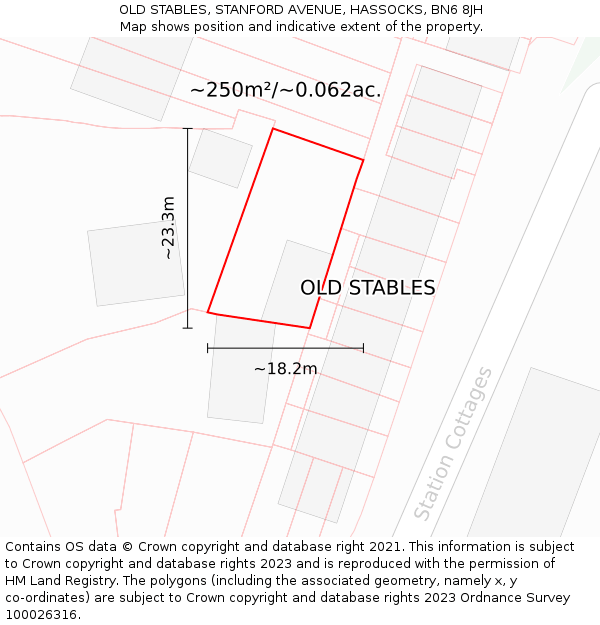 OLD STABLES, STANFORD AVENUE, HASSOCKS, BN6 8JH: Plot and title map