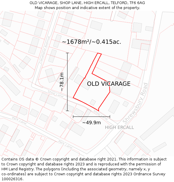 OLD VICARAGE, SHOP LANE, HIGH ERCALL, TELFORD, TF6 6AG: Plot and title map