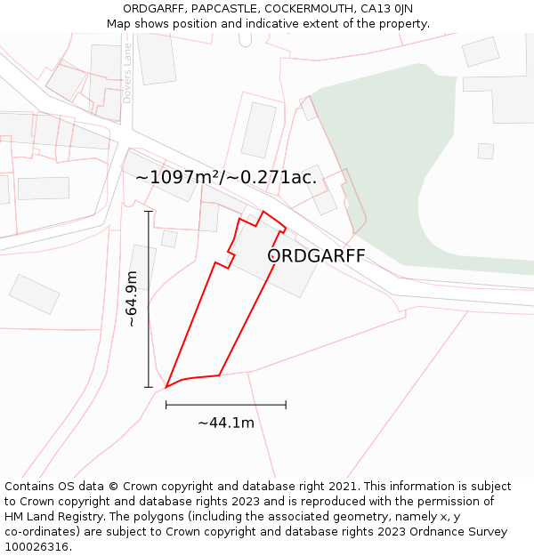 ORDGARFF, PAPCASTLE, COCKERMOUTH, CA13 0JN: Plot and title map