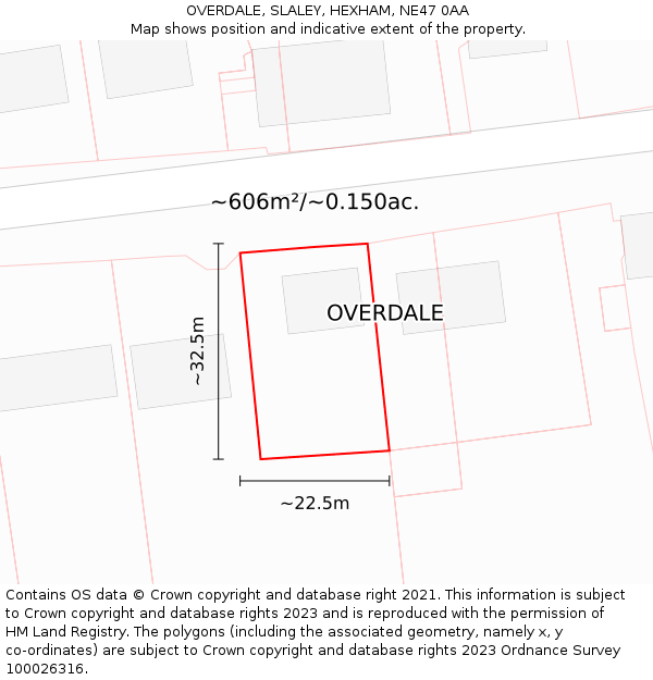 OVERDALE, SLALEY, HEXHAM, NE47 0AA: Plot and title map