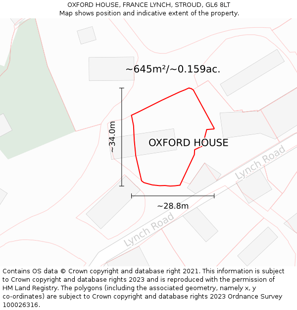 OXFORD HOUSE, FRANCE LYNCH, STROUD, GL6 8LT: Plot and title map