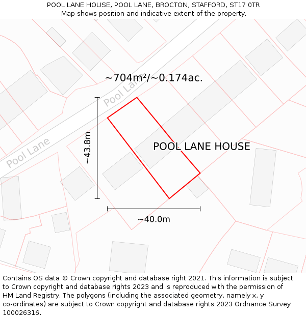 POOL LANE HOUSE, POOL LANE, BROCTON, STAFFORD, ST17 0TR: Plot and title map