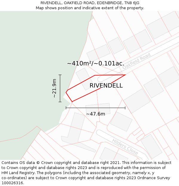 RIVENDELL, OAKFIELD ROAD, EDENBRIDGE, TN8 6JG: Plot and title map