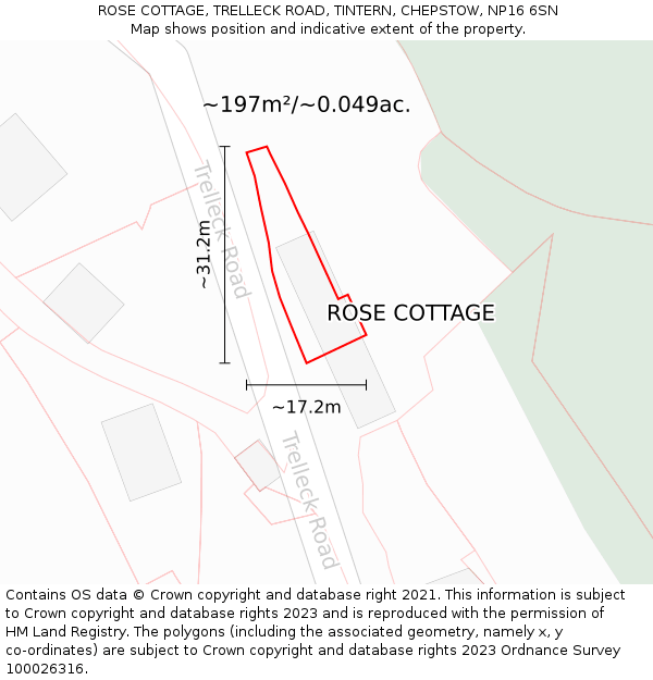 ROSE COTTAGE, TRELLECK ROAD, TINTERN, CHEPSTOW, NP16 6SN: Plot and title map