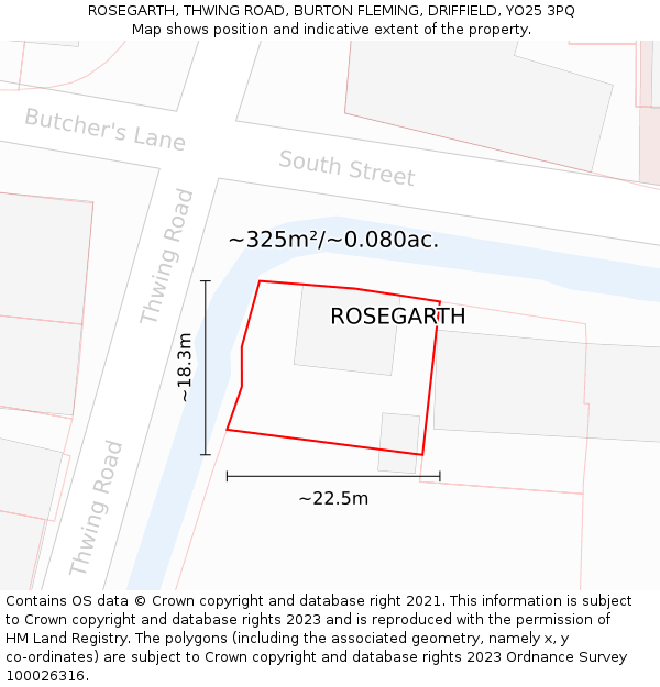 ROSEGARTH, THWING ROAD, BURTON FLEMING, DRIFFIELD, YO25 3PQ: Plot and title map