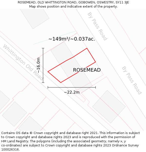 ROSEMEAD, OLD WHITTINGTON ROAD, GOBOWEN, OSWESTRY, SY11 3JE: Plot and title map