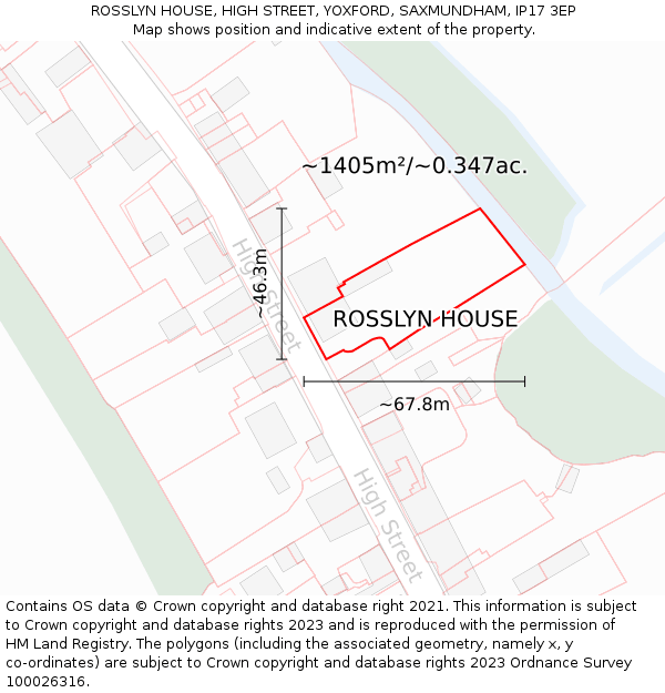 ROSSLYN HOUSE, HIGH STREET, YOXFORD, SAXMUNDHAM, IP17 3EP: Plot and title map