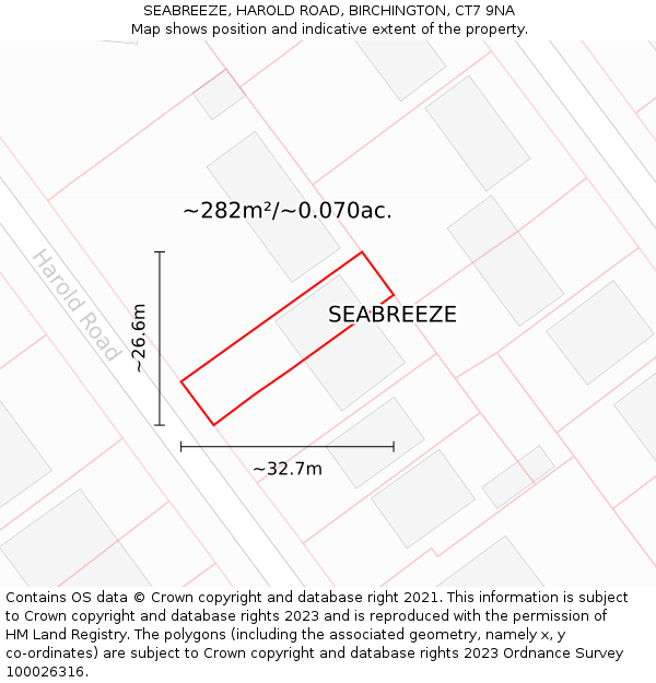 SEABREEZE, HAROLD ROAD, BIRCHINGTON, CT7 9NA: Plot and title map