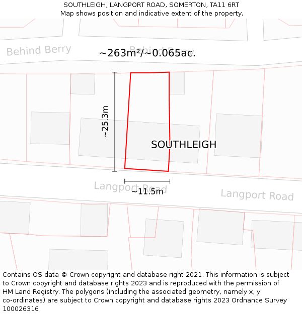 SOUTHLEIGH, LANGPORT ROAD, SOMERTON, TA11 6RT: Plot and title map