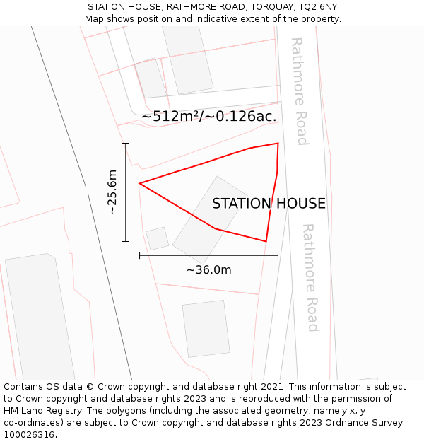 STATION HOUSE, RATHMORE ROAD, TORQUAY, TQ2 6NY: Plot and title map