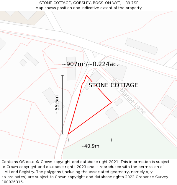 STONE COTTAGE, GORSLEY, ROSS-ON-WYE, HR9 7SE: Plot and title map