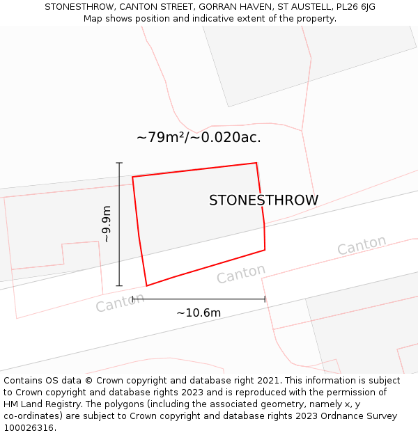 STONESTHROW, CANTON STREET, GORRAN HAVEN, ST AUSTELL, PL26 6JG: Plot and title map