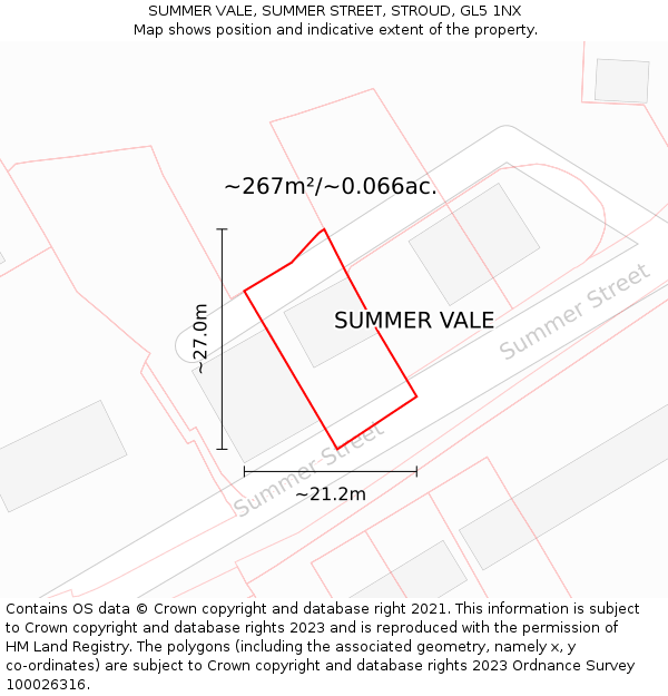 SUMMER VALE, SUMMER STREET, STROUD, GL5 1NX: Plot and title map