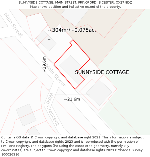 SUNNYSIDE COTTAGE, MAIN STREET, FRINGFORD, BICESTER, OX27 8DZ: Plot and title map