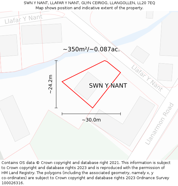 SWN Y NANT, LLAFAR Y NANT, GLYN CEIRIOG, LLANGOLLEN, LL20 7EQ: Plot and title map