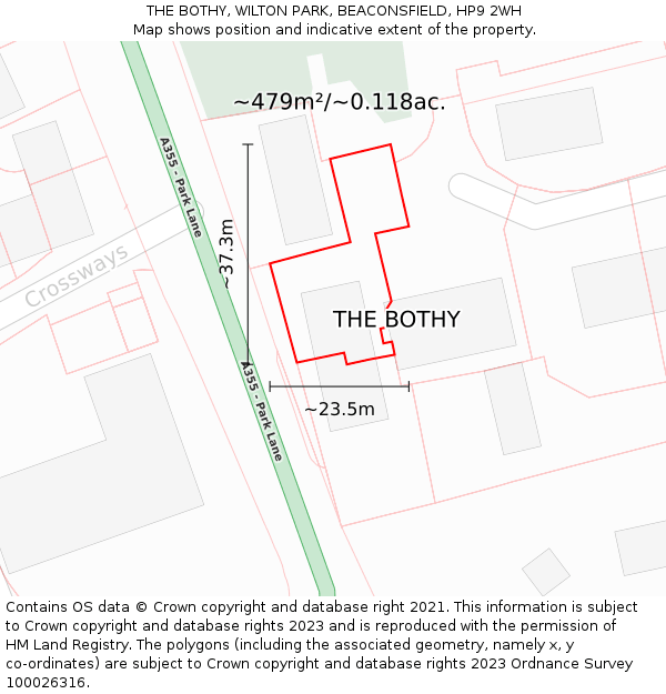 THE BOTHY, WILTON PARK, BEACONSFIELD, HP9 2WH: Plot and title map