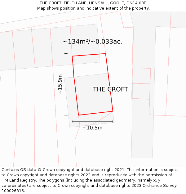 THE CROFT, FIELD LANE, HENSALL, GOOLE, DN14 0RB: Plot and title map