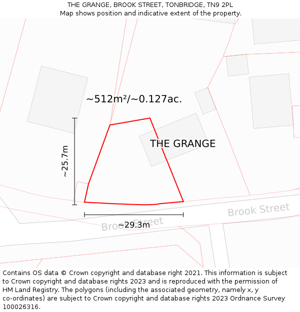 THE GRANGE, BROOK STREET, TONBRIDGE, TN9 2PL: Plot and title map