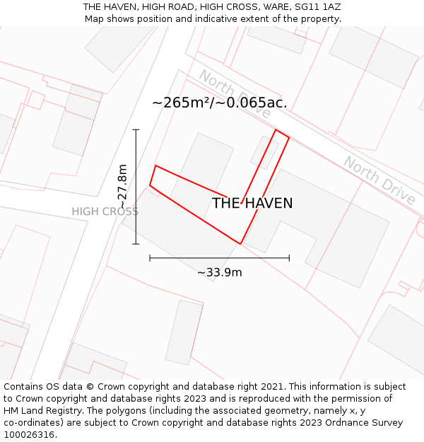 THE HAVEN, HIGH ROAD, HIGH CROSS, WARE, SG11 1AZ: Plot and title map