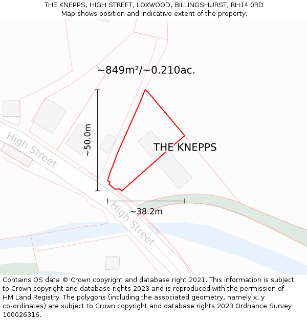 THE KNEPPS, HIGH STREET, LOXWOOD, BILLINGSHURST, RH14 0RD: Plot and title map