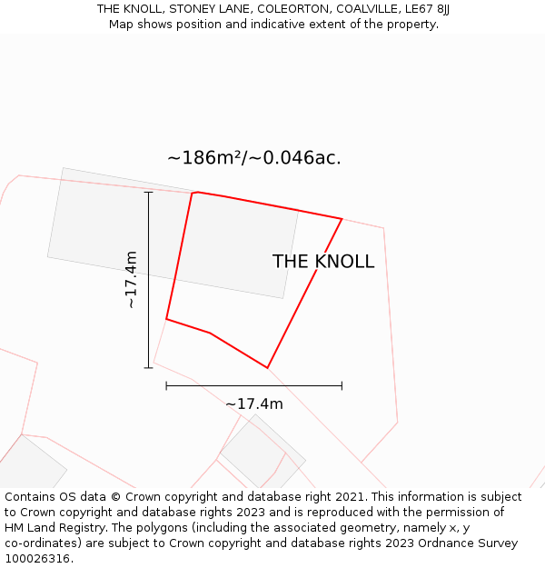 THE KNOLL, STONEY LANE, COLEORTON, COALVILLE, LE67 8JJ: Plot and title map