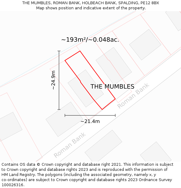 THE MUMBLES, ROMAN BANK, HOLBEACH BANK, SPALDING, PE12 8BX: Plot and title map