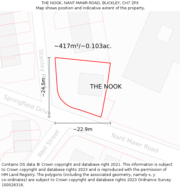 THE NOOK, NANT MAWR ROAD, BUCKLEY, CH7 2PX: Plot and title map