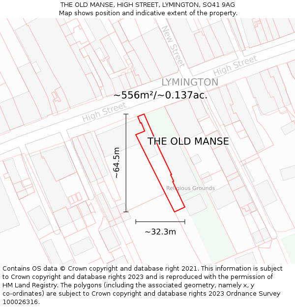 THE OLD MANSE, HIGH STREET, LYMINGTON, SO41 9AG: Plot and title map