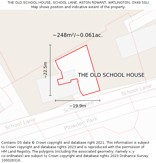 THE OLD SCHOOL HOUSE, SCHOOL LANE, ASTON ROWANT, WATLINGTON, OX49 5SU: Plot and title map