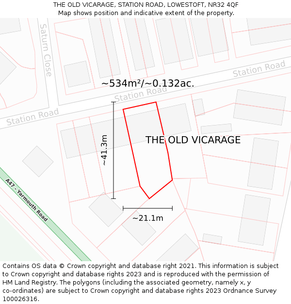 THE OLD VICARAGE, STATION ROAD, LOWESTOFT, NR32 4QF: Plot and title map