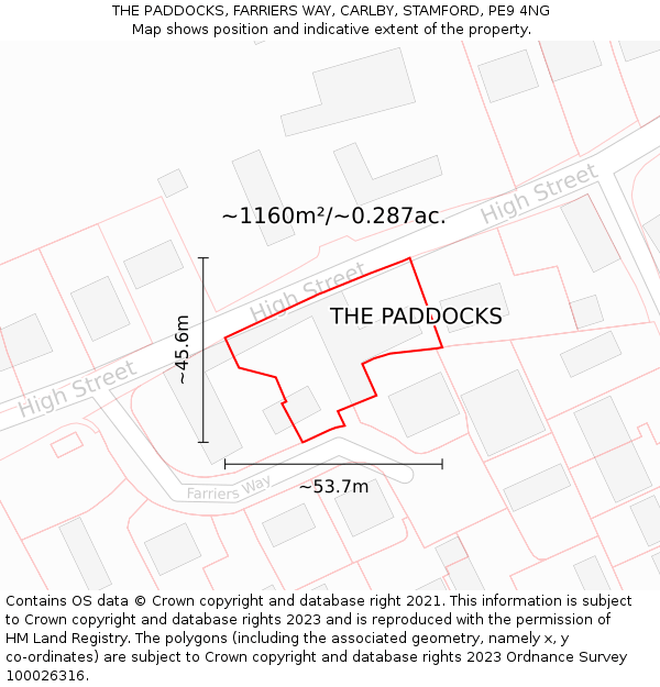 THE PADDOCKS, FARRIERS WAY, CARLBY, STAMFORD, PE9 4NG: Plot and title map