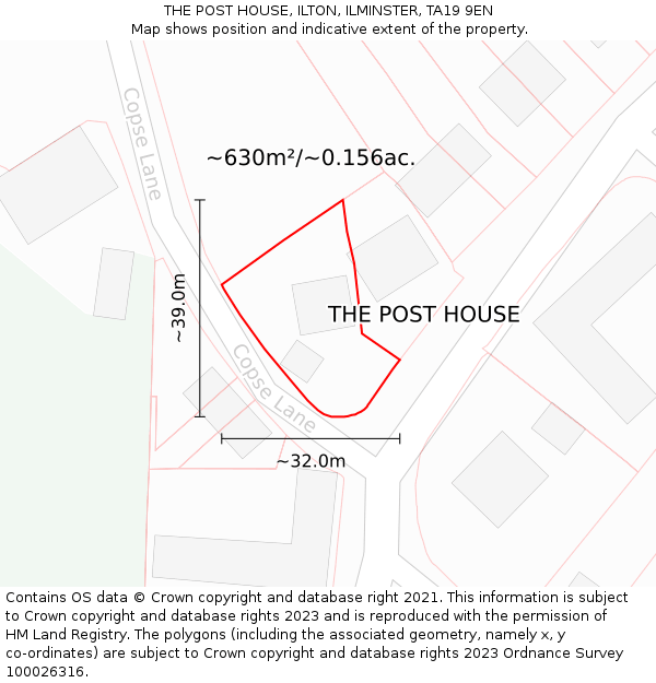 THE POST HOUSE, ILTON, ILMINSTER, TA19 9EN: Plot and title map