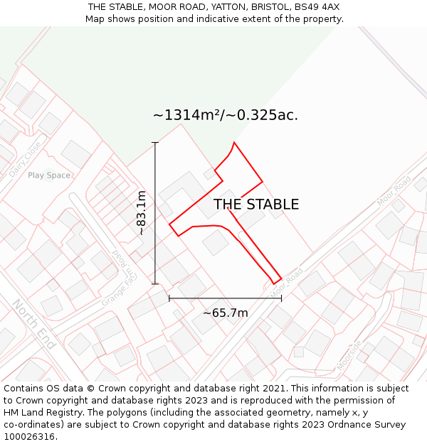 THE STABLE, MOOR ROAD, YATTON, BRISTOL, BS49 4AX: Plot and title map