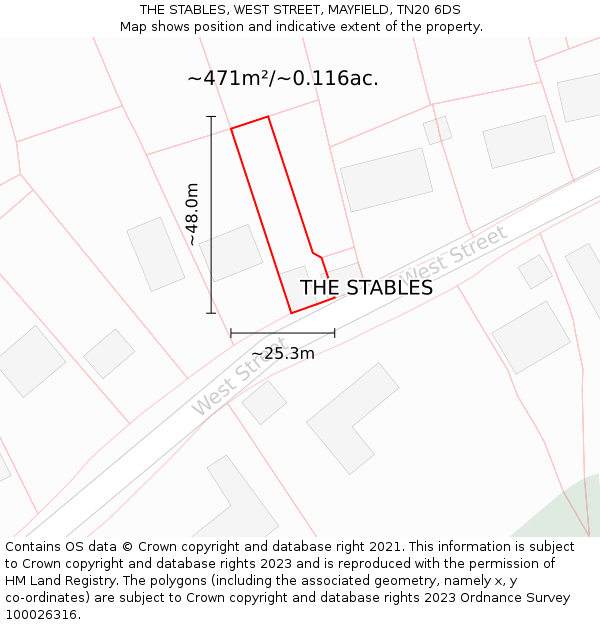 THE STABLES, WEST STREET, MAYFIELD, TN20 6DS: Plot and title map