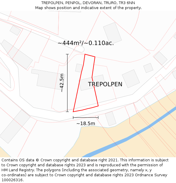 TREPOLPEN, PENPOL, DEVORAN, TRURO, TR3 6NN: Plot and title map