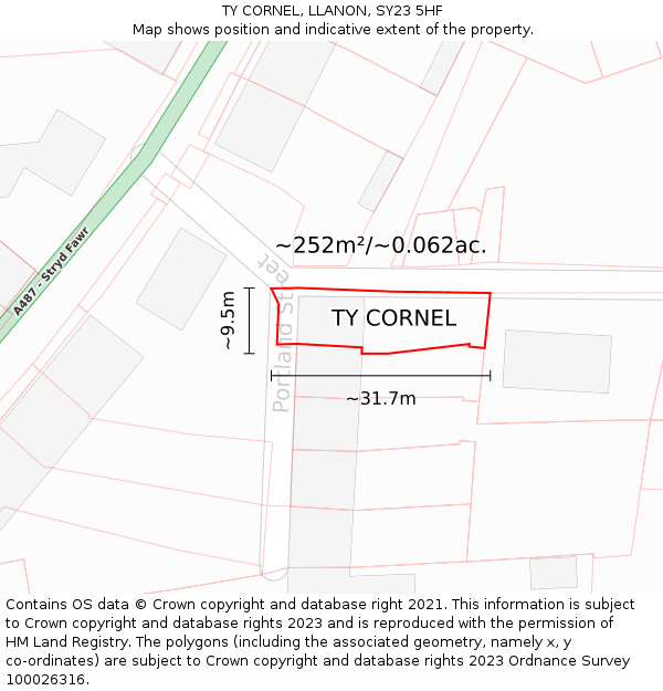 TY CORNEL, LLANON, SY23 5HF: Plot and title map
