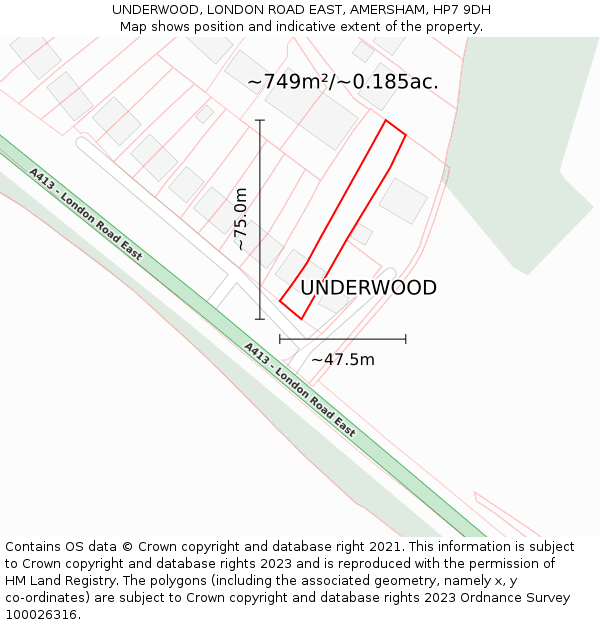 UNDERWOOD, LONDON ROAD EAST, AMERSHAM, HP7 9DH: Plot and title map