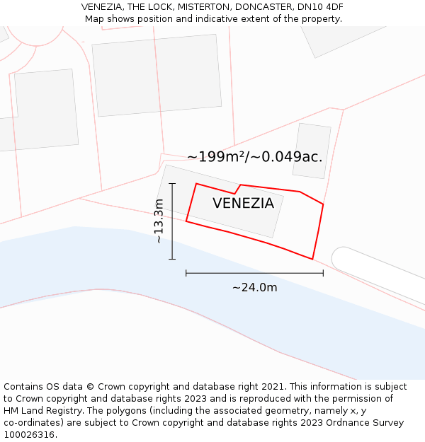 VENEZIA, THE LOCK, MISTERTON, DONCASTER, DN10 4DF: Plot and title map