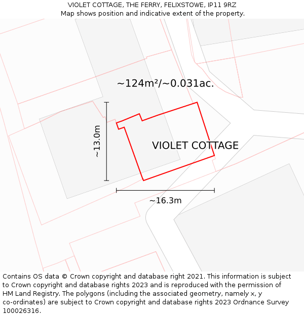 VIOLET COTTAGE, THE FERRY, FELIXSTOWE, IP11 9RZ: Plot and title map
