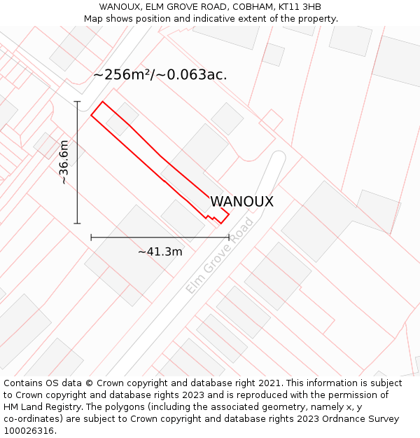 WANOUX, ELM GROVE ROAD, COBHAM, KT11 3HB: Plot and title map